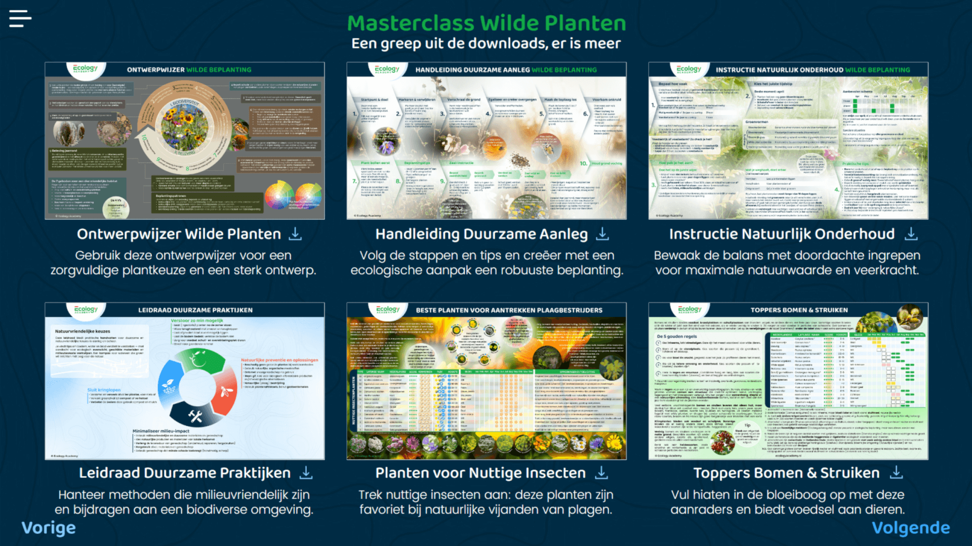 Downloads met tips voor onderhoud, ontwerp en plantenkeuze voor een heemtuin.