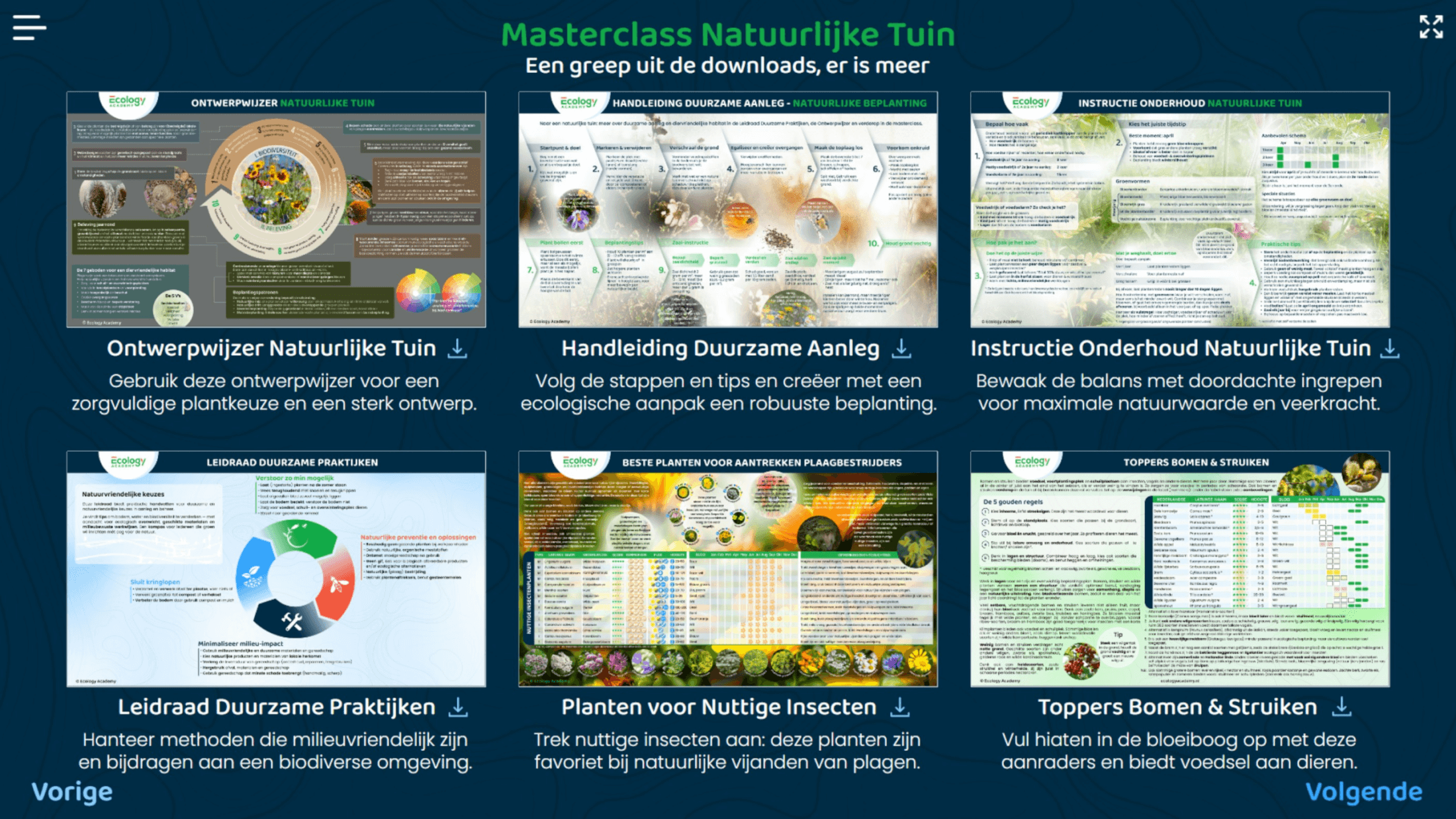 Downloads met tips voor onderhoud, ontwerp en plantenkeuze voor een heemtuin.